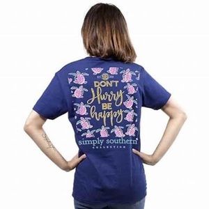 EUC Simply Southern Turtles Don’t Hurry Be Happy T-Shirt Size Small